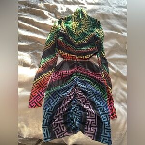 Multicolor Geometric Patterned Dress
